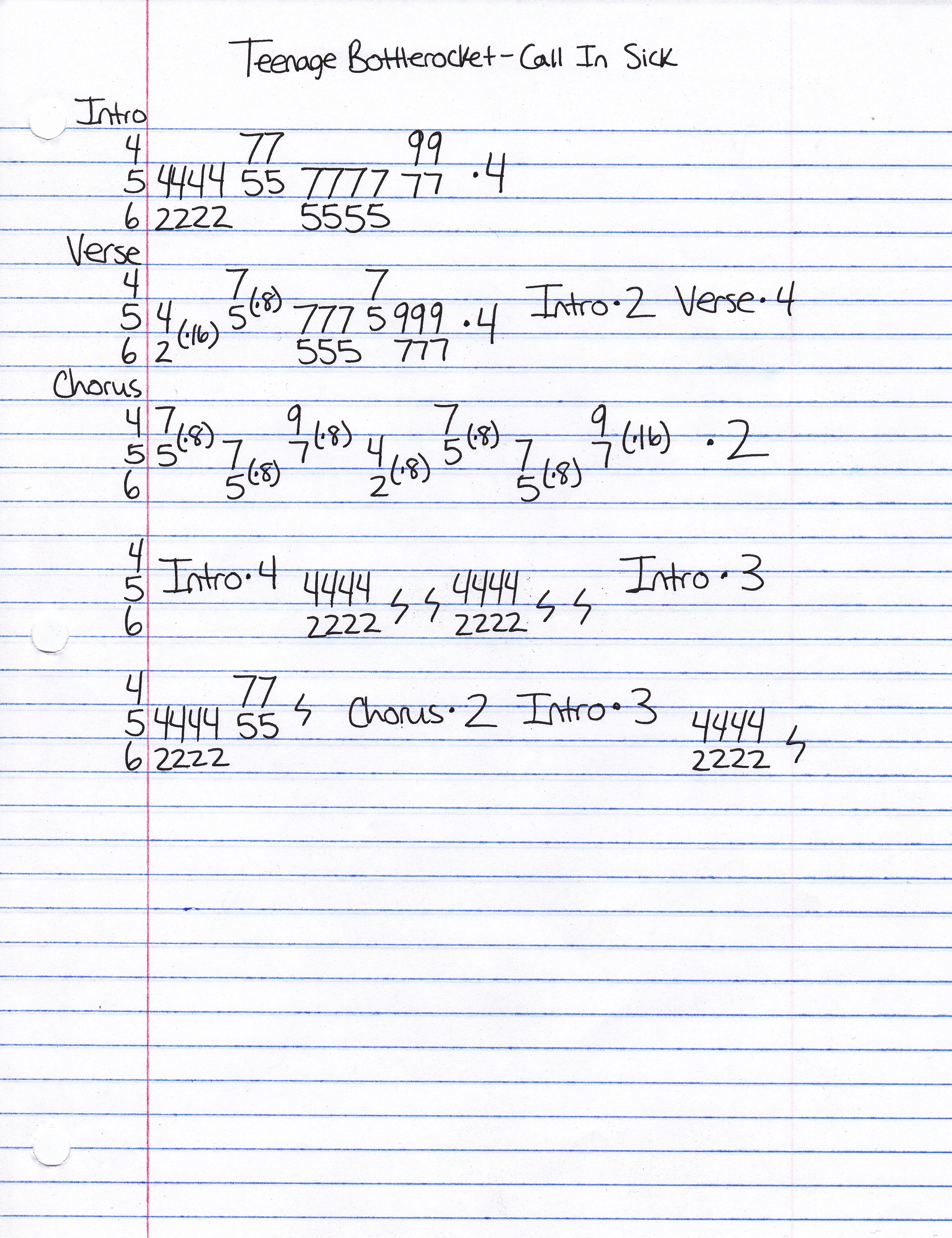 High quality guitar tab for Call In Sick by Teenage Bottlerocket off of the album They Came From The Shadows. ***Complete and accurate guitar tab!***